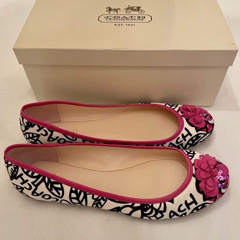 Coach flowered flats with sequins.